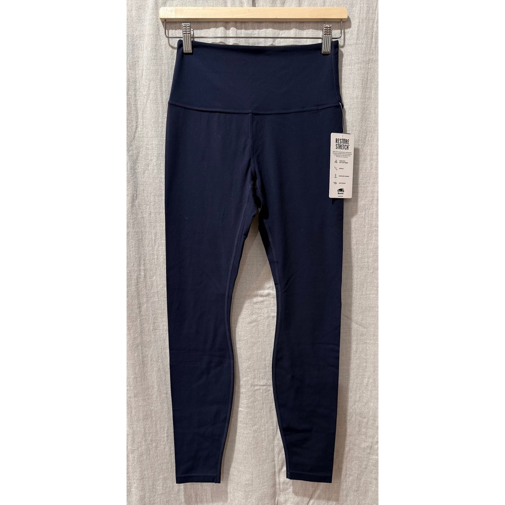 $78 NWT Roots Women Active High Waisted Leggings Navy Restore Stretch Gym Yoga/S